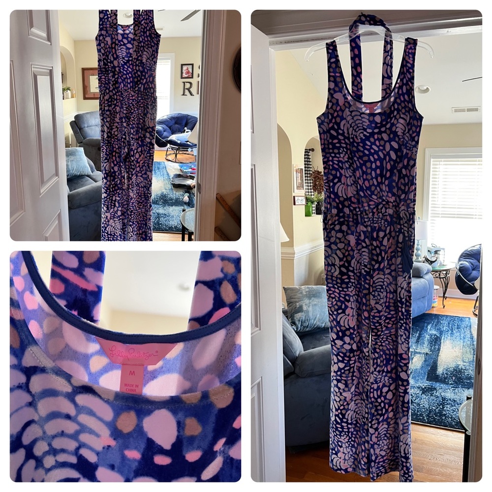 Lilly Pulitzer Romper Jumpsuit Velour GUC Size M